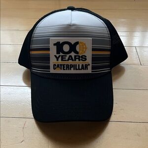 Brand New Cat 100 Year Black Trucker Hat
